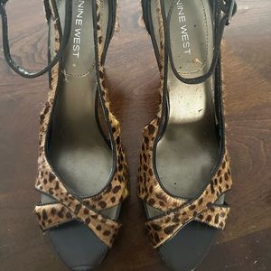 Leopard print camel hair heels